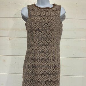 Anne Klein Women’s Lace Sheath Dress Size 2 Tan Beige Sleeveless Lined Classic E